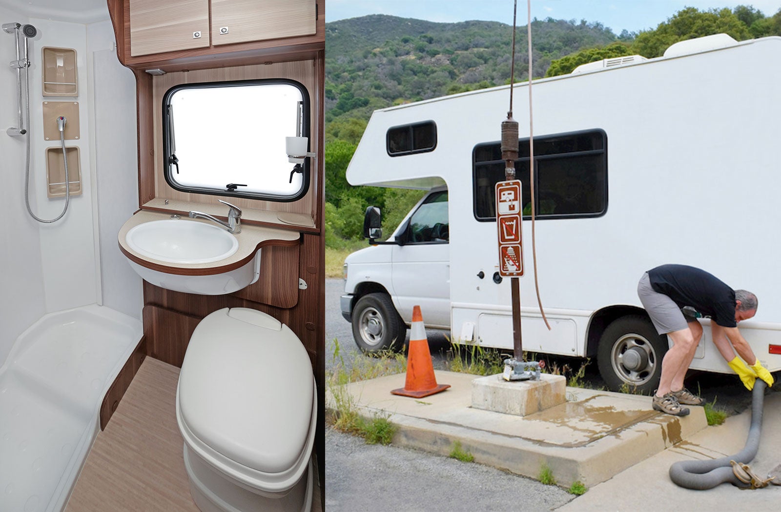Portable RV/camper toilet and holding tank setup in Lower Merion, Pennsylvania